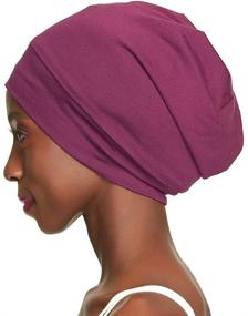 img 2 attached to 🌙 Silk Satin Lined Slap Cap for Curly Hair Women - Soft Cotton, Durable Elasticity - Ideal for Day & Night