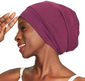 img 4 attached to 🌙 Silk Satin Lined Slap Cap for Curly Hair Women - Soft Cotton, Durable Elasticity - Ideal for Day & Night