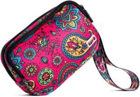 img 4 attached to LuVo Paisley Neoprene Wristlet: Stylish Women's Handbag and Wallet Combo - Ideal for Smartphones