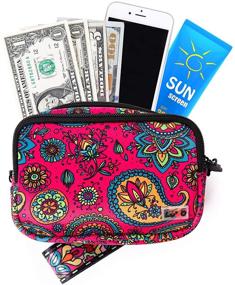 img 3 attached to LuVo Paisley Neoprene Wristlet: Stylish Women's Handbag and Wallet Combo - Ideal for Smartphones