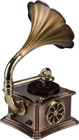 img 2 attached to 🎵 Vintage Retro Phonograph Gramophone Vinyl Record Player with Bluetooth 4.2, Aux-in, USB & FM - Mini Size, Stereo Speakers, 3.5mm Audio