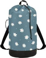 flower cute laundry bag backpack: daisy dirty clothes organizer for girls - extra large, heavy duty & essential for camp, college, dorm rooms logo