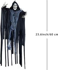 img 3 attached to Spooky Set of 2 Hanging Grim Reapers for Halloween Decorations - LED Eyes, Creepy Sounds, and Shaking Motion - Perfect for Indoor and Outdoor Use