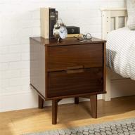 🛏️ walker edison mid century modern walnut nightstand - 2 drawer storage & shelf bedside end table logo