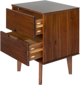 img 1 attached to 🛏️ Walker Edison Mid Century Modern Walnut Nightstand - 2 Drawer Storage & Shelf Bedside End Table