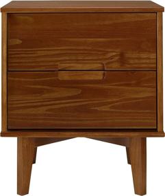 img 2 attached to 🛏️ Walker Edison Mid Century Modern Walnut Nightstand - 2 Drawer Storage & Shelf Bedside End Table