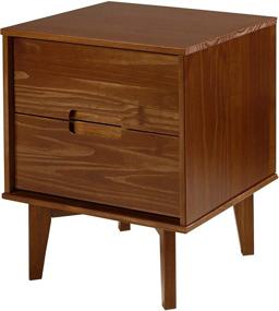 img 3 attached to 🛏️ Walker Edison Mid Century Modern Walnut Nightstand - 2 Drawer Storage & Shelf Bedside End Table