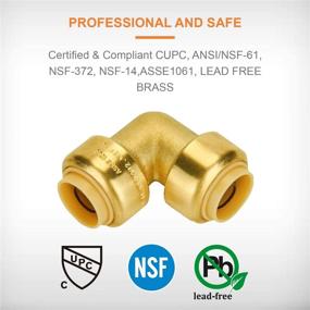 img 1 attached to SUNGATOR 1/2-Inch 90-Degree Elbow, 12-Pack Push-to-Connect Plumbing Fittings: Brass Push Fit Elbow for Copper, PEX, CPVC Pipe - Lead Free Certified