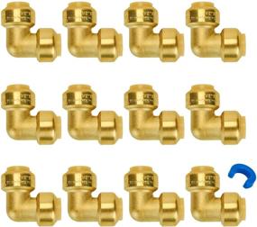 img 4 attached to SUNGATOR 1/2-Inch 90-Degree Elbow, 12-Pack Push-to-Connect Plumbing Fittings: Brass Push Fit Elbow for Copper, PEX, CPVC Pipe - Lead Free Certified