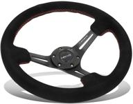 🏎️ nrg reinreplacement rst-018s-rs 350mm 3" deep dish steering wheel - red stitch, black suede grip logo