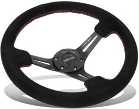 img 4 attached to 🏎️ NRG ReinReplacement RST-018S-RS 350mm 3" Deep Dish Steering Wheel - Red Stitch, Black Suede Grip