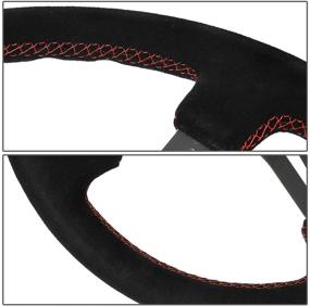 img 2 attached to 🏎️ NRG ReinReplacement RST-018S-RS 350mm 3" Deep Dish Steering Wheel - Red Stitch, Black Suede Grip