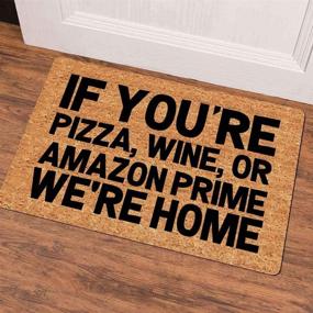img 3 attached to Pizza and Wine Welcome Home Entrance Mat – Funny Doormat – Decorative Non-Woven Indoor Door Mat – 23.6 by 15.7 Inch – Machine Washable Fabric Top