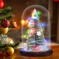 christmas decorations: mini christmas tree gifts with led lights in glass dome - romantic night light for bedroom decor, ideal indoor xmas decorations desktop ornament for kids, girls, and families logo