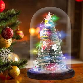 img 4 attached to Christmas Decorations: Mini Christmas Tree Gifts with LED Lights in Glass Dome - Romantic Night Light for Bedroom Decor, Ideal Indoor Xmas Decorations Desktop Ornament for Kids, Girls, and Families