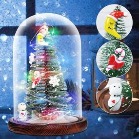 img 2 attached to Christmas Decorations: Mini Christmas Tree Gifts with LED Lights in Glass Dome - Romantic Night Light for Bedroom Decor, Ideal Indoor Xmas Decorations Desktop Ornament for Kids, Girls, and Families