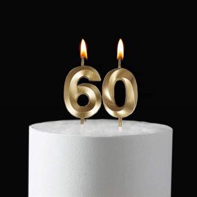 img 1 attached to Bailym 60th Birthday Candles: Gold Number 60 Cake Topper for Stunning Birthday Decorations & Party Decoration