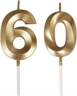 bailym 60th birthday candles: gold number 60 cake topper for stunning birthday decorations & party decoration logo