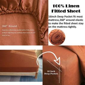 img 1 attached to 🛏️ French Natural Linen Bedding Set: Ultra Soft Stone Washed Sheets - 4 Piece Queen Size in Caramel
