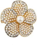 🌸 luxurious gold tone pearl and rhinestone floral flower brooch pin: exquisite accessory for elegance logo