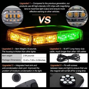 img 3 attached to 🚨 ASPL 48LED Roof Top Strobe Lights for Snow Plows, Trucks, and Construction Vehicles – High Visibility Emergency Safety Warning LED Mini Strobe Light bar with Magnetic Base (Amber/Green), 12-24V