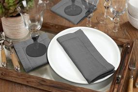 img 2 attached to Cotton Clinic Slub Cloth Dinner Napkins - Soft, Durable, and Washable Table Linen 🍽️ for Parties, Weddings, Christmas, Easter, and Everyday Use - Set of 12 (18x18 in/Charcoal Grey)