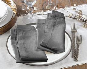 img 3 attached to Cotton Clinic Slub Cloth Dinner Napkins - Soft, Durable, and Washable Table Linen 🍽️ for Parties, Weddings, Christmas, Easter, and Everyday Use - Set of 12 (18x18 in/Charcoal Grey)