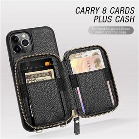 img 2 attached to 📱 ZVE iPhone 11 Pro Wallet Case with Credit Card Holder and Crossbody Chain - Black