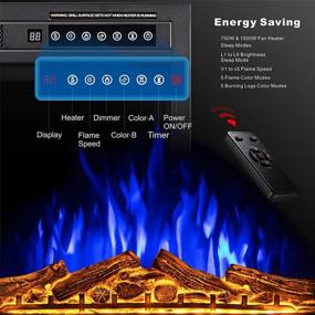 img 2 attached to 🔥 Xbeauty 28 Inch Electric Fireplace Insert - Infrared Electric Fireplace with 3D Color, Log and Flame - Indoor Heater with Timer and Remote Control - Adjustable Flame Speed - Touch Screen - 750W/1500W