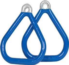 img 1 attached to SSS Logo Sticker Coated Blue Triangle Trapeze Rings by Swing Set Stuff Commercial