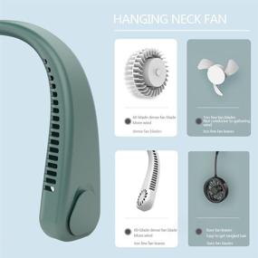 img 2 attached to 💚 Portable Neck Fan with 3000mAH Battery - Rechargeable and Adjustable Speeds (Green)