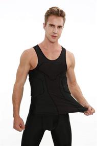 img 3 attached to DGXINJUN Men's Padded Compression Shirt Vest (4-Pad): Ultimate Sleeveless T-Shirt for Ribs Protection