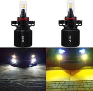 🔦 alla lighting 8000lm 5201 5202 led switchback fog lights bulbs: super bright dual color 6000k xenon white / 3000k yellow switch - ps19w ps24wff fog daytime running lights replacement logo