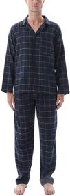 img 3 attached to Men's Cotton Flannel Pajama Sleepwear Set