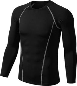 img 4 attached to 👕 Men's Thin Long Sleeve Compression Shirt for Cool Dry Sports Workouts, Athletic Base Layer Top - Hasanbay