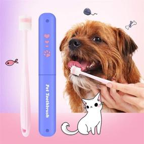 img 1 attached to 🐱 Soft Cat's Toothbrush: Safe, Efficient, and Deep Teeth Cleaning with 360 Degree Head - Handle Tooth Silicone Brush for Dogs and Pets