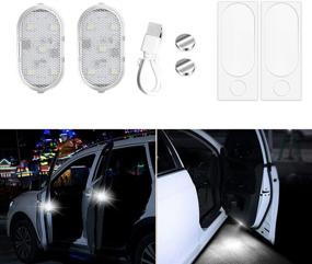 img 4 attached to 💡 Rechargeable LED Warning Safety Lights - LECART Universal White Car Door Lights - Compatible with All Vehicles