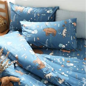 img 4 attached to 🐰 Blue Cute Animal Pillowcases for Kids - Forest Plants Rabbit Fox Children Pillow Cases in Soft and Breathable Cotton - Envelope Closure - Pack of 2