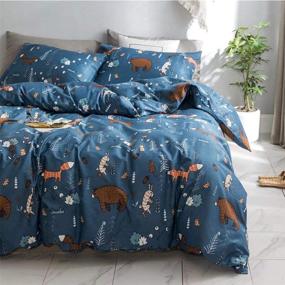 img 2 attached to 🐰 Blue Cute Animal Pillowcases for Kids - Forest Plants Rabbit Fox Children Pillow Cases in Soft and Breathable Cotton - Envelope Closure - Pack of 2