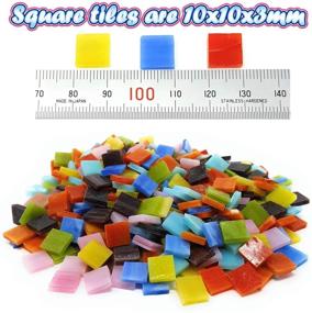 img 2 attached to Assorted Stained Glass Mosaic Tile Supplies - 480 Pieces Pack for DIY Crafts, Plates, Picture Frames, Flowerpots, Handmade Jewelry - Small Square Decorative Tiles in 8 Vibrant Colors