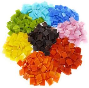 img 4 attached to Assorted Stained Glass Mosaic Tile Supplies - 480 Pieces Pack for DIY Crafts, Plates, Picture Frames, Flowerpots, Handmade Jewelry - Small Square Decorative Tiles in 8 Vibrant Colors