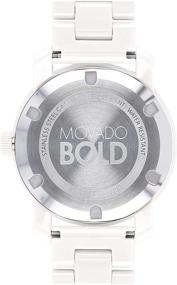 img 1 attached to ⌚ Стильные женские керамические часы Movado Bold с кристаллами и белым акцентом (Модель: 3600534)