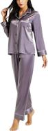 👚 stylish and comfortable lonxu womens silk satin pajamas set: button down sleepwear loungewear xs~3xl logo