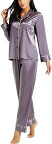 img 2 attached to 👚 Stylish and Comfortable LONXU Womens Silk Satin Pajamas Set: Button Down Sleepwear Loungewear XS~3XL