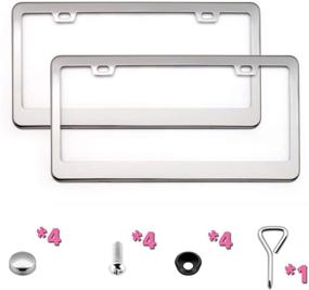 img 4 attached to XCLPF Stainless Steel License Plate Frame - Premium Silver Car Plates Holder with Screw Caps (2 Pack)