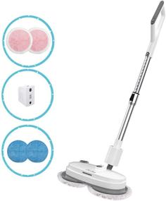 img 4 attached to 🧹 Cordless Electric Mop: iNeibo Rechargeable Spin with Water Tank & LED Headlight, Ideal for Hardwood Floors, Tiles, and Waxing (1 Battery Included)