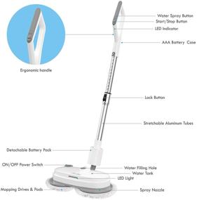 img 1 attached to 🧹 Cordless Electric Mop: iNeibo Rechargeable Spin with Water Tank & LED Headlight, Ideal for Hardwood Floors, Tiles, and Waxing (1 Battery Included)