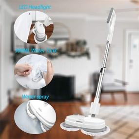 img 2 attached to 🧹 Cordless Electric Mop: iNeibo Rechargeable Spin with Water Tank & LED Headlight, Ideal for Hardwood Floors, Tiles, and Waxing (1 Battery Included)