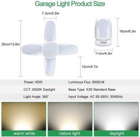 img 3 attached to 🔦 4 Pack LED Garage Lights with Deformable Bulbs - 60W E26 Daylight Lamp for Garage, Workshop, Warehouse, Workbench, Barn, Shop, and Basement - Includes 4 Extension Lamp Holders