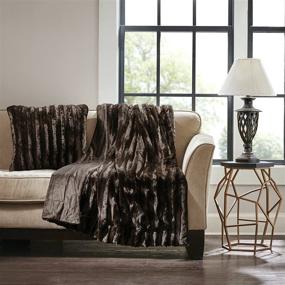 img 1 attached to 🍫 Madison Park Джерсишер Luxury Faux Fur Square Throw Pillow - Премиумный мягкий и уютный аксессуар для кровати/дивана/дивана, 20x20, шоколад.